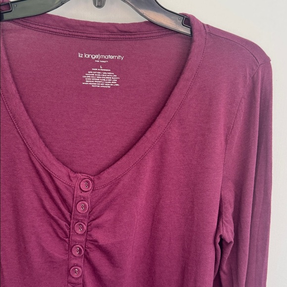 Maternity V-Neck Long Sleeve Tee Shirt Liz Lange Purple. Hits at Hip. Size L‎ - Picture 3 of 6